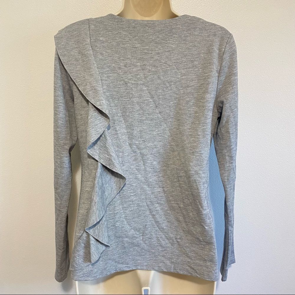Halogen Ruffle Gray Sweater Top - image 3